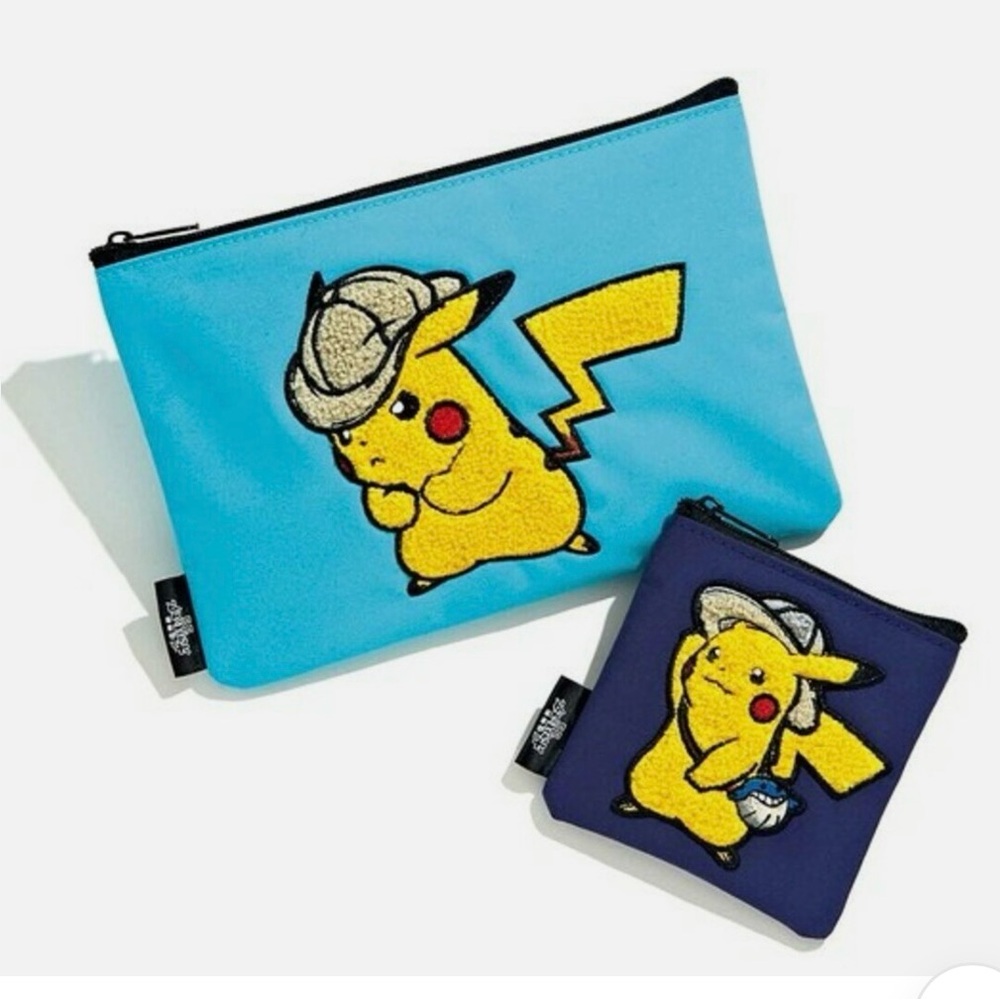 NEW POKEMON Detective Pikachu Pouch 2 Set - Blue and Navy - Picture 1 of 10